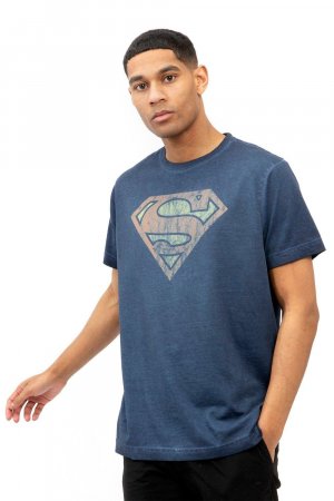 Винтажная хлопковая футболка «Супермен» , синий DC Comics