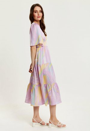 Сиреневое платье-миди с абстрактным принтом зебры и рукавами-кимоно , фиолетовый Liquorish