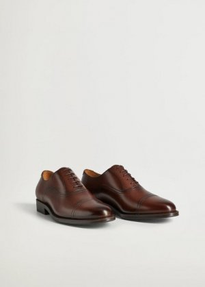 Кожаные туфли оксфорд со строчками - Madrid Mango. Цвет: коричневый средний