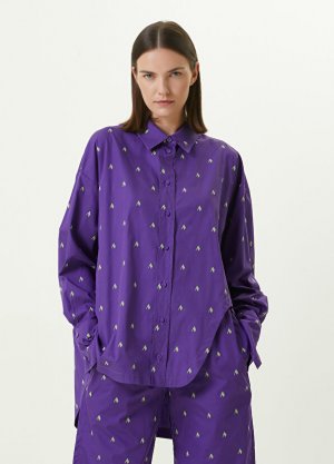 Фиолетовая рубашка с микро-узором The Attico
