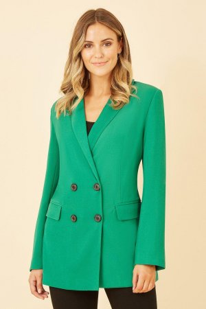 Зеленый непринужденный пиджак с леопардовой подкладкой , Yumi
