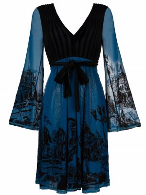 Платье 2000-х годов с принтом Jean Paul Gaultier Pre-Owned. Цвет: синий