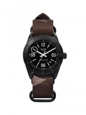 Часы Ocean Sport с ремешком камуфляжным принтом 43 мм , черный Tom Ford