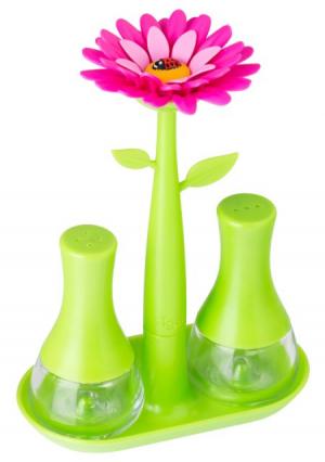 Набор емкостей для соли и перца FLOWER POWER (3 пр.) VIGAR. Цвет: зеленый (зеленый, розовый)