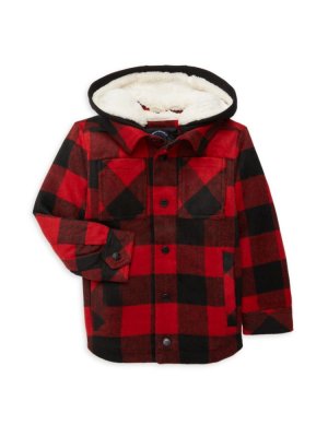 Куртка с капюшоном и отделкой из искусственной овчины для мальчика , цвет Red Black Urban Republic