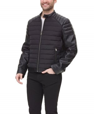 Стеганая мужская куртка racer из смешанной техники, созданная для macy's , черный DKNY