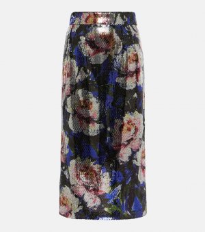 Юбка миди с цветочным принтом и пайетками, мультиколор Dolce&Gabbana
