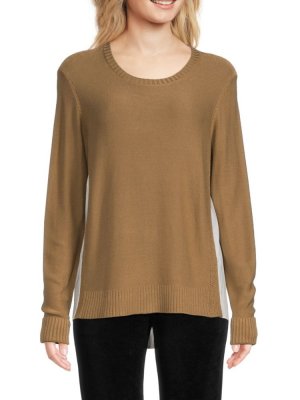 Двухцветный высокий низкий свитер , цвет Camel Donna Karan