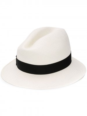 Соломенная шляпа с узкими полями Borsalino. Цвет: белый