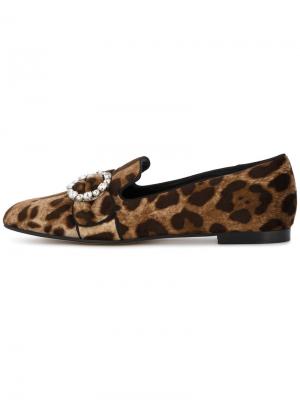 Лоферы с леопардовым принтом Dolce & Gabbana. Цвет: коричневый