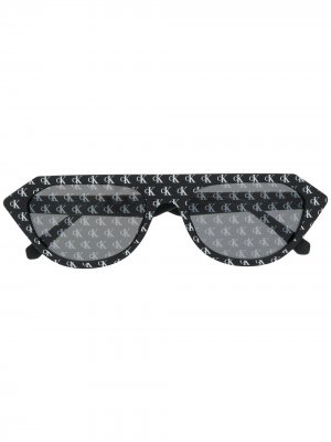 Солнцезащитные очки в геометричной оправе Calvin Klein Jeans. Цвет: черный