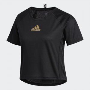 Топ Professional Athletic Runner Short sleeve, черный/золотой Adidas