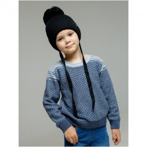 Шапка зимняя осенняя детская теплая вязаная бини шлем для мальчика 48-50 ARDI'S. Цвет: серый