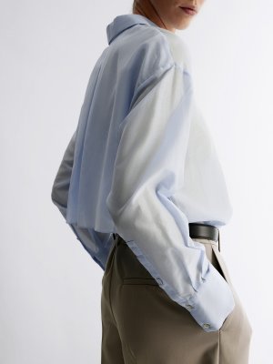 Блуза из шелка и хлопка 12 STOREEZ. Цвет: голубой