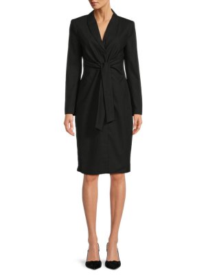 Платье-футляр с завязками и , цвет Black Stripe Donna Karan