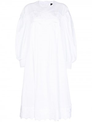 Расклешенное платье с цветочной вышивкой Simone Rocha. Цвет: белый