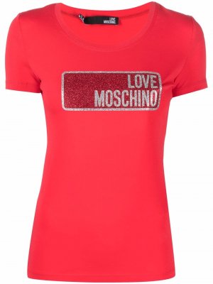 Logo-print glittered T-shirt Love Moschino. Цвет: красный