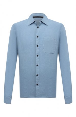 Льняная рубашка Hannes Roether. Цвет: голубой