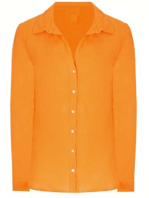Рубашка льняная 120% LINO. Цвет: оранжевый