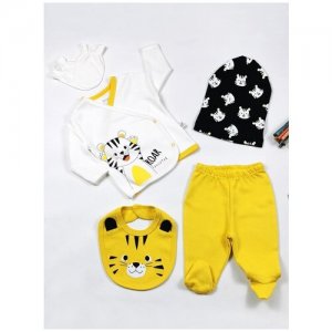 Детский комплект 5 предметов для новорожденного / набор малышей Тигренок, 0-3 месяцев Imaj Time. Цвет: желтый/белый/горчичный/черный