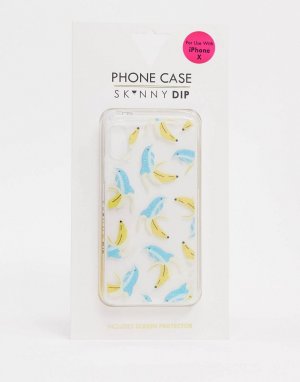 Чехол для iPhone X/XS с дельфинами -Синий Skinnydip