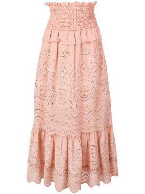 Расклешенная юбка миди Naomie Sea. Цвет: розовый