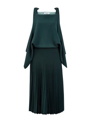 Платье из двухслойного джерси с рукавами-кимоно VALENTINO. Цвет: зеленый
