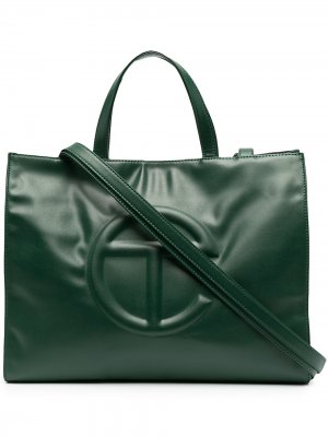 Большая сумка-тоут с тисненым логотипом Telfar. Цвет: зеленый