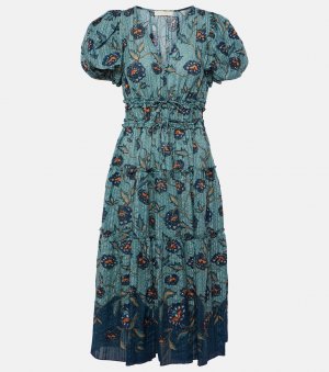 Платье миди eloisa из смесового хлопка с объемными рукавами , мультиколор Ulla Johnson