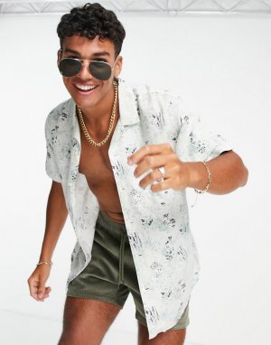 Серая рубашка с короткими рукавами, отложным воротником и камуфляжным принтом в кубинском стиле Levis-Серый Levi's
