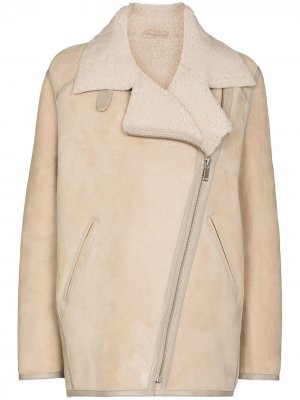Azario shearling-trim zip-up jacket Isabel Marant Étoile. Цвет: нейтральные цвета