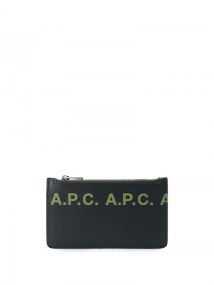 Кошелек на молнии с логотипом A.P.C.. Цвет: черный