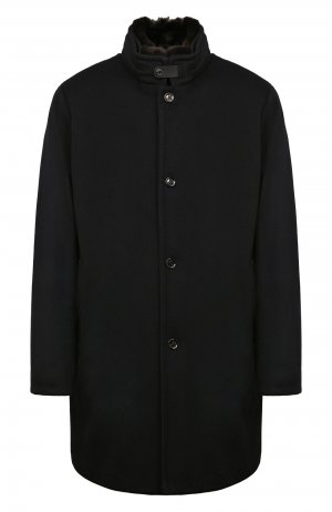 Пуховое пальто с отделкой из меха кролика Bond-FUR-LE Moorer. Цвет: синий
