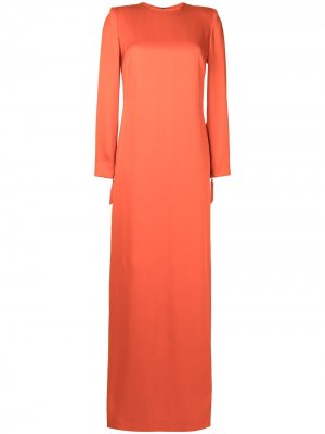 Твиловое платье с длинными рукавами Semsem. Цвет: оранжевый