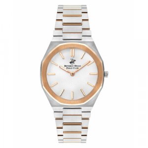 Наручные часы Американские женские BP3374X.330 с минеральным стеклом, белый, серебряный Beverly Hills Polo Club. Цвет: белый/серебристый/золотистый