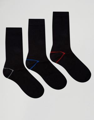 3 пары хлопковых носков с контрастной пяткой на подкладке Italy Ciao. Цвет: черный