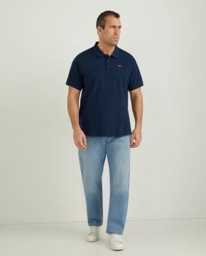 Мужская классическая рубашка-поло темно-синего цвета с короткими рукавами, большие размеры Levi's, темно-синий Levi's