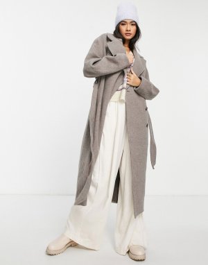 Серое пальто миди с завязкой на талии -Серый & Other Stories