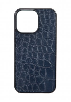 Чехол для iPhone 12 Pro МАХ из кожи крокодила BARDINI. Цвет: синий