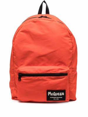 Рюкзак с логотипом граффити Alexander McQueen. Цвет: оранжевый