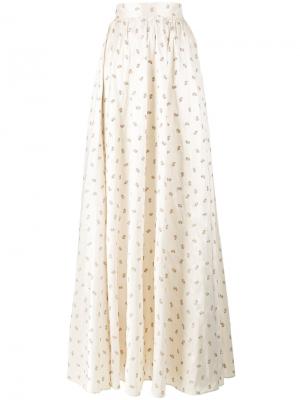 Длинная юбка с цветочной вышивкой Ronald Van Der Kemp. Цвет: бежевый