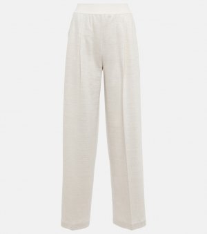 Льняные прямые брюки с высокой посадкой LORO PIANA, серый Piana