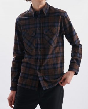 Мужская рубашка в обычную клетку коричневого цвета , коричневый Loreak Mendian