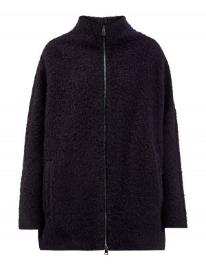 Свободное пальто из альпаки и шерсти с застежкой на молнию GIANFRANCO FERRE. Цвет: черный