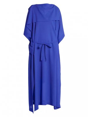 Платье миди квадратной формы из смесовой шерсти , синий Issey Miyake