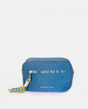 Синяя нейлоновая сумка через плечо с яркой кисточкой Agatha Ruiz de la Prada, синий Prada