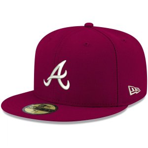 Мужская приталенная шляпа New Era Cardinal Atlanta Braves Logo белая 59FIFTY