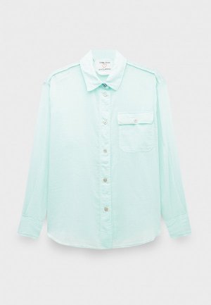 Рубашка Forte cotton silk voile over shirt amourrina buttons aquatic. Цвет: бирюзовый