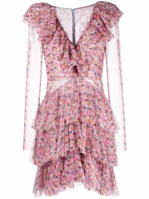 Платье мини с оборками Philosophy Di Lorenzo Serafini. Цвет: розовый
