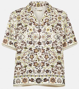Шелковая рубашка с принтом TORY BURCH, разноцветный Burch